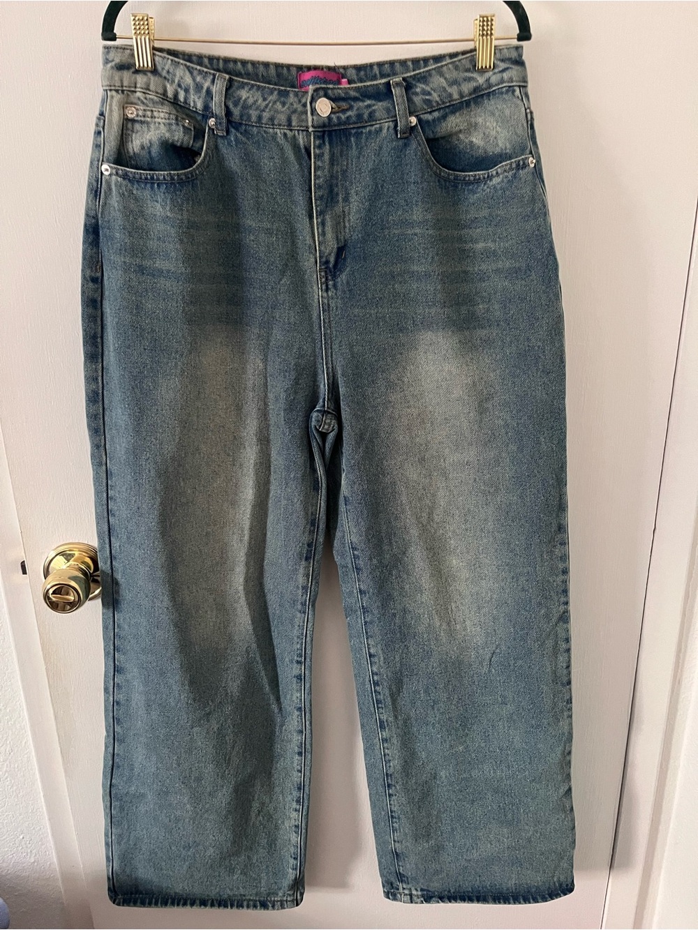 Edikted High Rise Wide Leg Blue Jeans Baggy Size Large 30 32